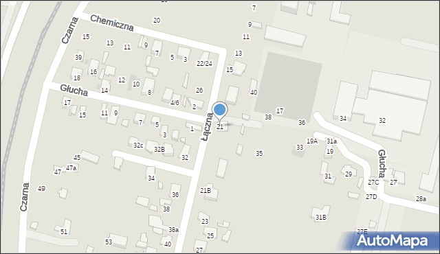 Radom, Łączna, 21, mapa Radomia