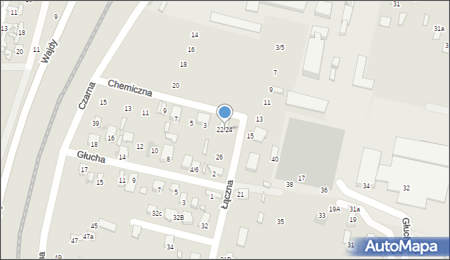 Radom, Łączna, 22/24, mapa Radomia