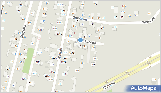 Radom, Łanowa, 6, mapa Radomia