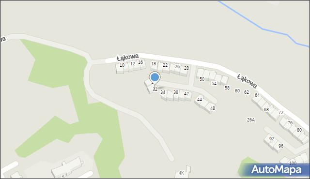Radom, Łąkowa, 32, mapa Radomia