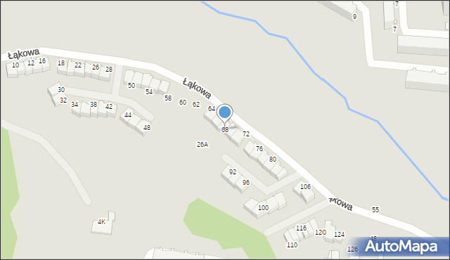 Radom, Łąkowa, 68, mapa Radomia