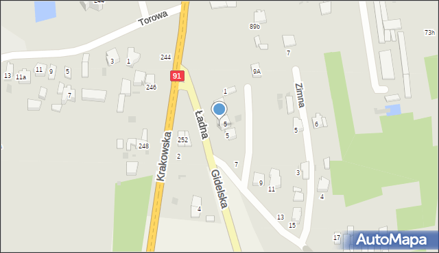 Radomsko, Ładna, 3, mapa Radomsko