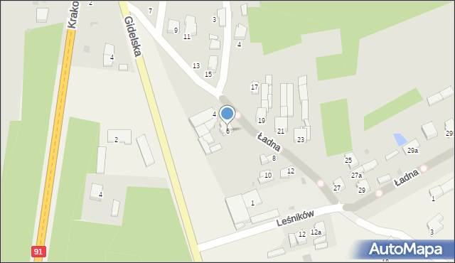 Radomsko, Ładna, 6, mapa Radomsko