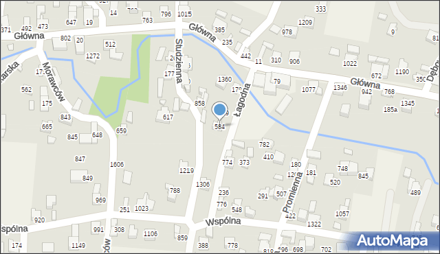 Radziechowy, Łagodna, 584, mapa Radziechowy