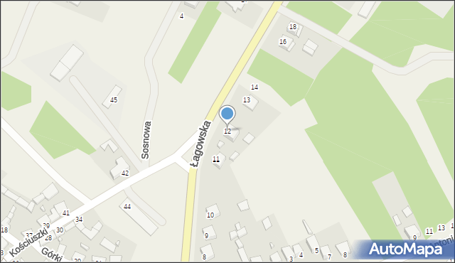 Raków, Łagowska, 12, mapa Raków