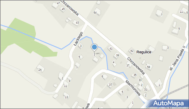 Regulice, Łąckiego Ludwika, ks., 1, mapa Regulice