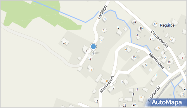 Regulice, Łąckiego Ludwika, ks., 9, mapa Regulice