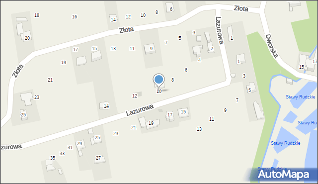 Rudze, Lazurowa, 10, mapa Rudze