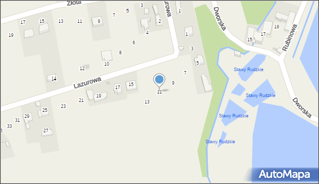Rudze, Lazurowa, 11, mapa Rudze