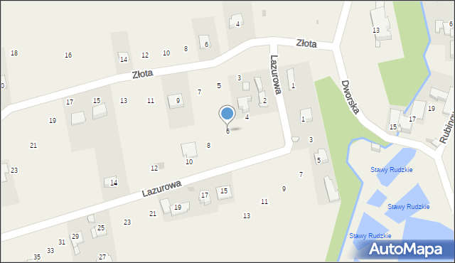Rudze, Lazurowa, 6, mapa Rudze