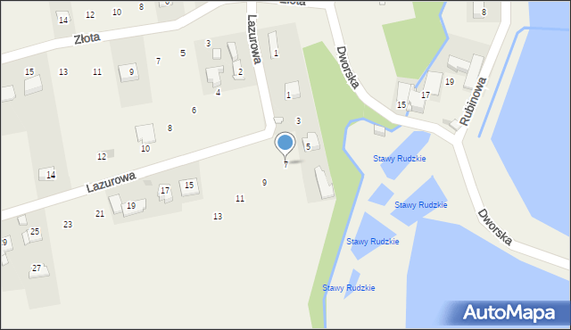 Rudze, Lazurowa, 7, mapa Rudze