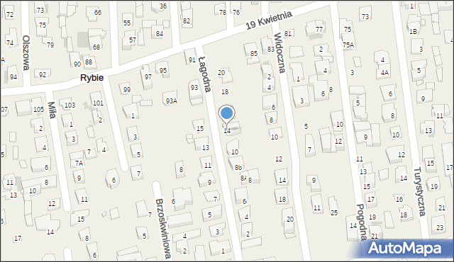 Rybie, Łagodna, 14, mapa Rybie