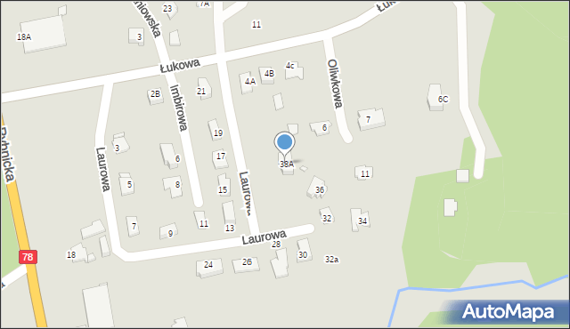 Rybnik, Laurowa, 38A, mapa Rybnika