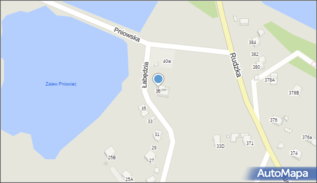 Rybnik, Łabędzia, 36, mapa Rybnika