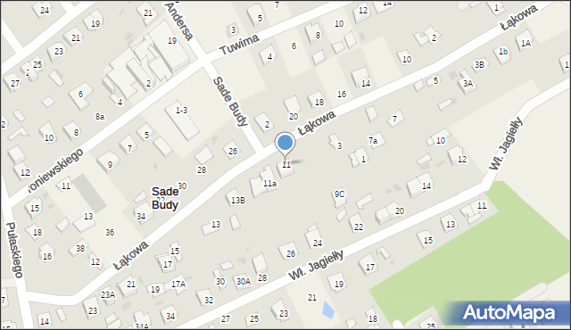 Sade Budy, Łąkowa, 11, mapa Sade Budy