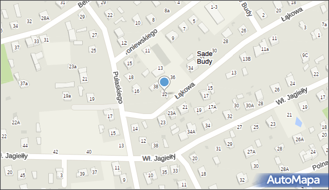 Sade Budy, Łąkowa, 12, mapa Sade Budy
