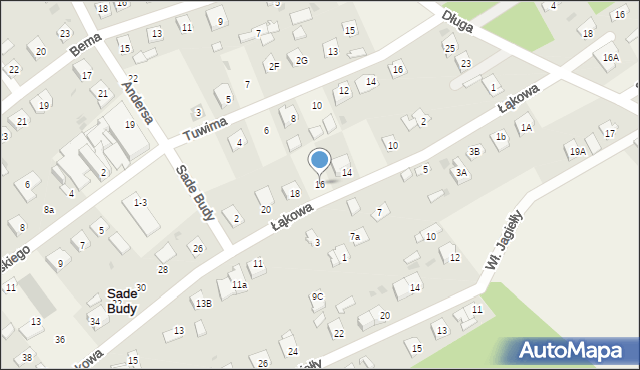 Sade Budy, Łąkowa, 16, mapa Sade Budy