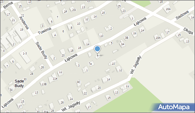 Sade Budy, Łąkowa, 7, mapa Sade Budy