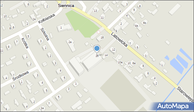 Siennica, Latowicka, 16, mapa Siennica