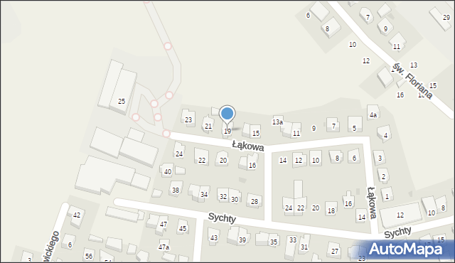 Sierakowice, Łąkowa, 19, mapa Sierakowice