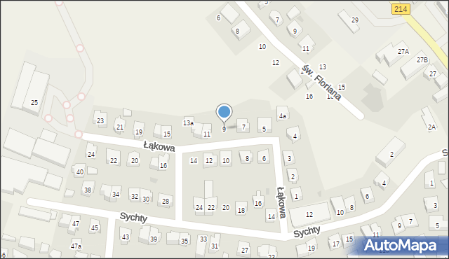 Sierakowice, Łąkowa, 9, mapa Sierakowice
