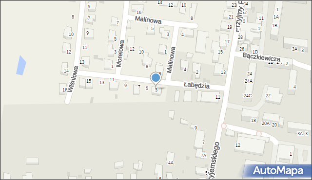 Sierakowo, Łabędzia, 3, mapa Sierakowo