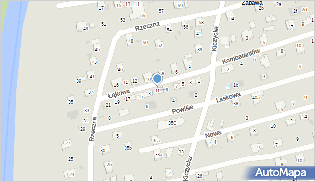 Skoczów, Łąkowa, 11, mapa Skoczów