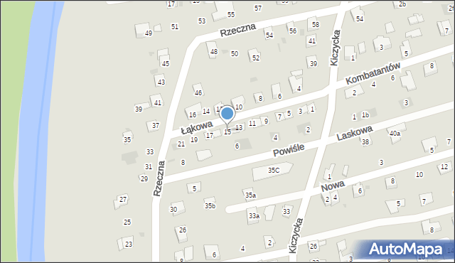 Skoczów, Łąkowa, 15, mapa Skoczów