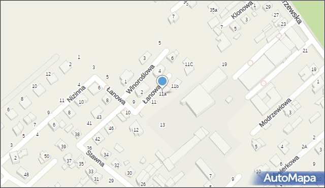 Skórzewo, Łanowa, 11a, mapa Skórzewo