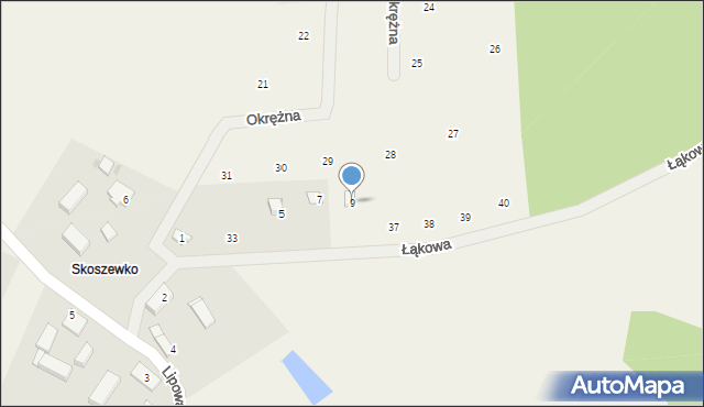 Skoszewo, Łąkowa, 9, mapa Skoszewo