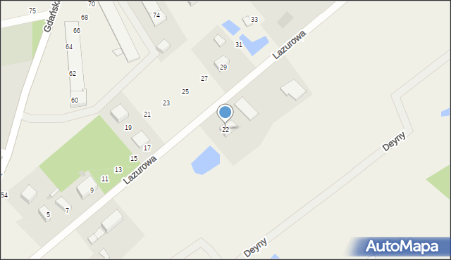 Skrzeszewo, Lazurowa, 22, mapa Skrzeszewo