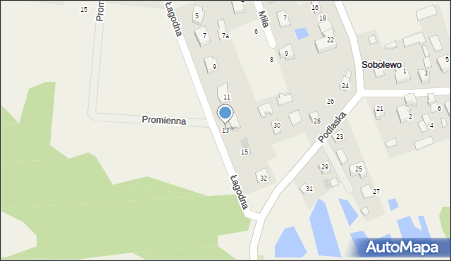 Sobolewo, Łagodna, 13, mapa Sobolewo