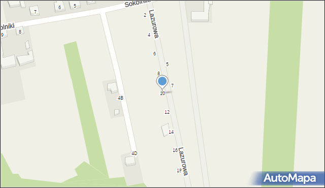 Sokolniki, Lazurowa, 10, mapa Sokolniki