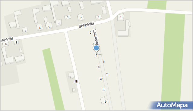 Sokolniki, Lazurowa, 6, mapa Sokolniki