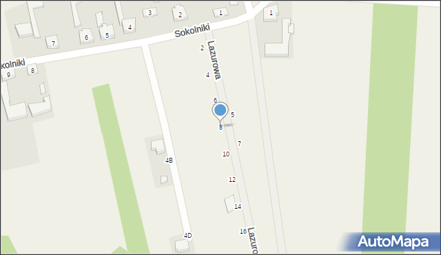 Sokolniki, Lazurowa, 8, mapa Sokolniki