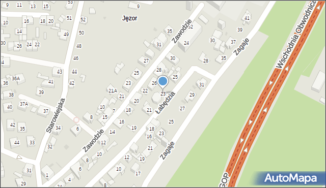 Sosnowiec, Łabędzia, 23, mapa Sosnowca