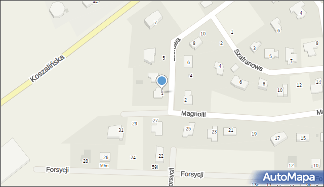 Stare Bielice, Laurowa, 1, mapa Stare Bielice