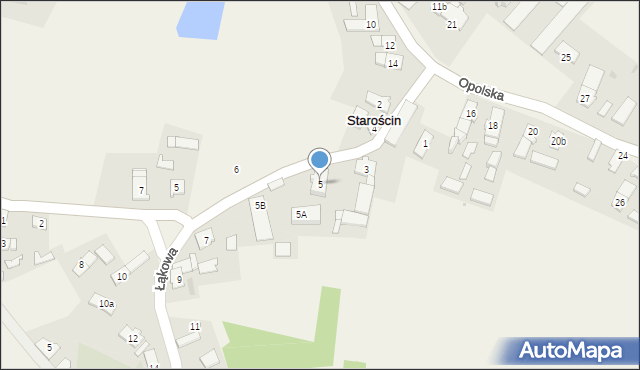 Starościn, Łąkowa, 5, mapa Starościn