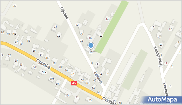 Stradunia, Łąkowa, 10, mapa Stradunia