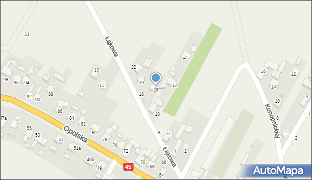 Stradunia, Łąkowa, 16, mapa Stradunia