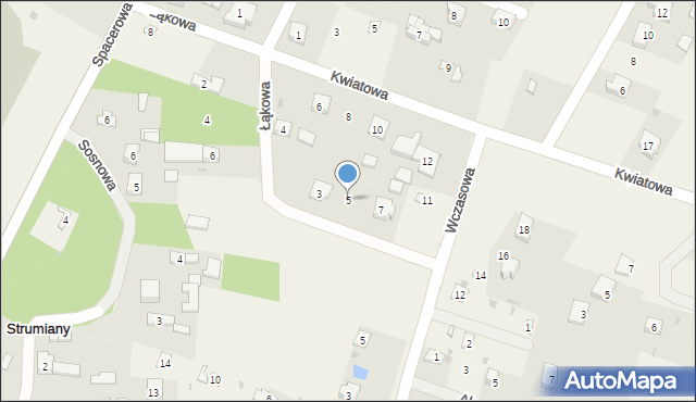 Strumiany, Łąkowa, 5, mapa Strumiany