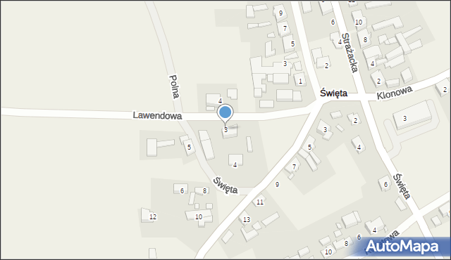 Święta, Lawendowa, 3, mapa Święta
