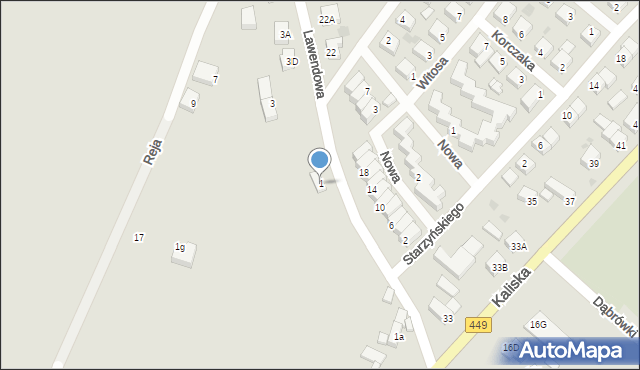 Syców, Lawendowa, 1, mapa Syców
