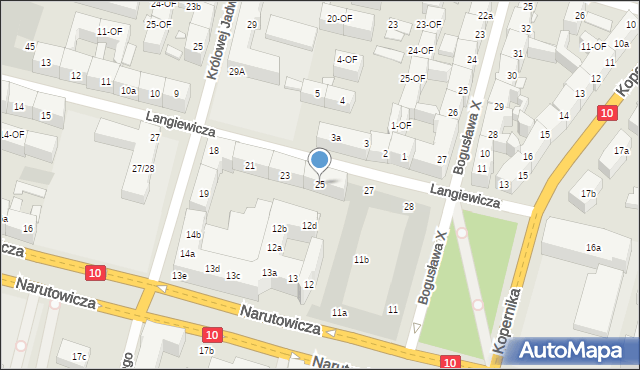 Szczecin, Langiewicza Mariana, gen., 25, mapa Szczecina