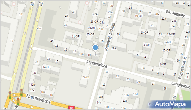 Szczecin, Langiewicza Mariana, gen., 9, mapa Szczecina