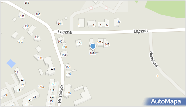 Szczecin, Łączna, 103a, mapa Szczecina