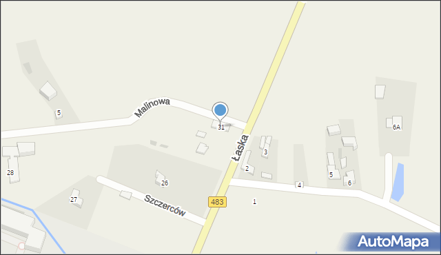 Szczerców, Łaska, 31, mapa Szczerców