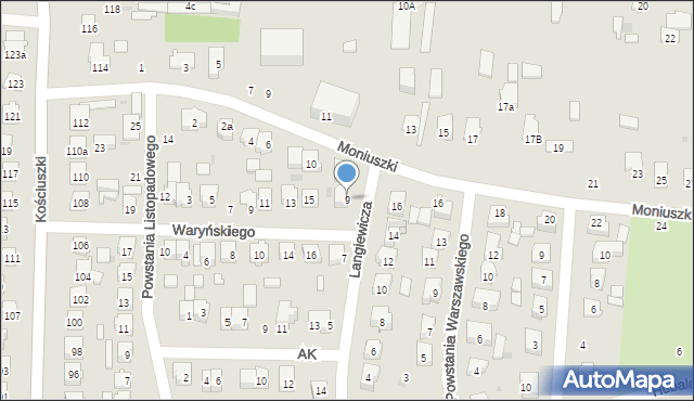 Szydłowiec, Langiewicza Mariana, gen., 9, mapa Szydłowiec