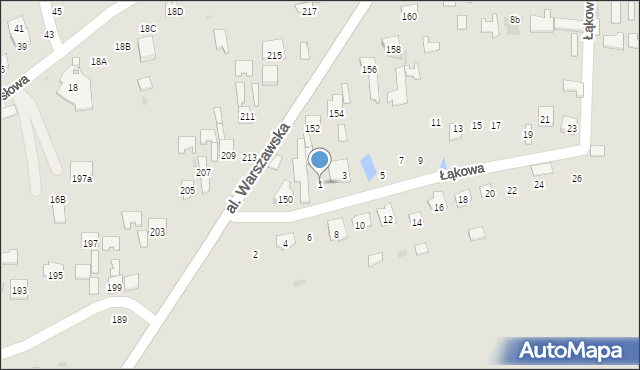 Tarnobrzeg, Łąkowa, 1, mapa Tarnobrzegu