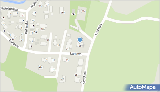 Tarnów, Łanowa, 26, mapa Tarnów